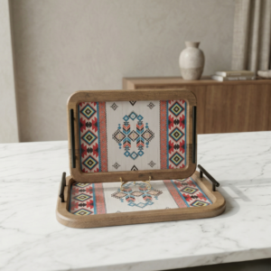 Southwestern Pattern Wooden Tray Set