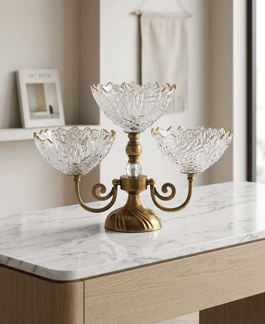 Triple-Tiered Crystal Candelabra
